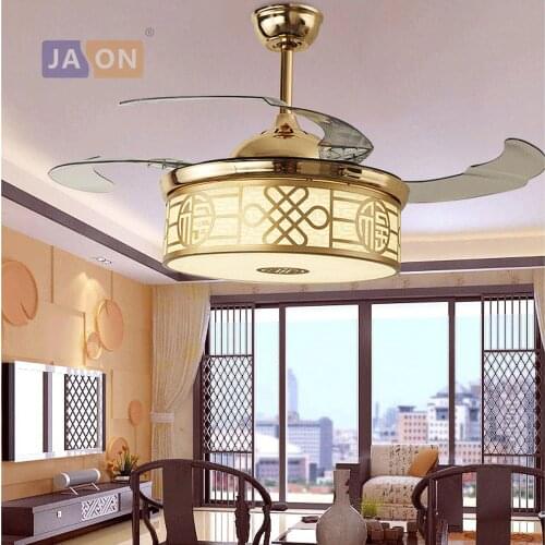 LED Chinese Alloy Acryl ABS Golden Ceiling Fan.LED Lamp.LED Light.Ceiling Lights.LED Ceiling Light.For Foyer Bedroom
