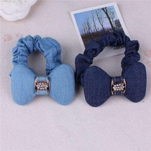 Korean version of hair ornaments denim hair band bow knuckle diamond head decoration wholesale