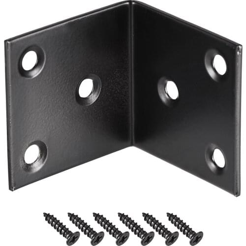 Uxcell Corner Brace Angle Bracket Fastener Stainless Steel L Shape 40mmx40mmx40mm Black with Screws, 10 Pcs