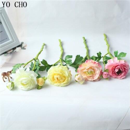 YO CHO DIY 2 Heads Peony Artificial Flowers Garden Home Decoration Valentines Day Gift Bridal Shower Peony Rose Wedding Bouquets