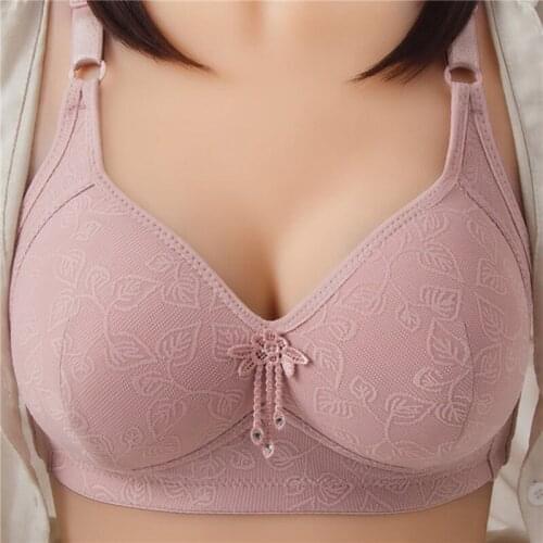 Plus Size Ladies Bras Push Up Wire Free Soft Underwear Full Cup Bow Knot Ladies Thin Cup Lingerie Daily Solid Bras
