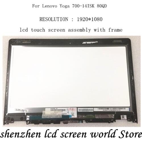 NV140FHM-A10 LCD Display Screen Assembly + Touch Glass Digitizer with Frame For Lenovo YOGA 3 14 80JH 80QD Yoga 700-14ISK