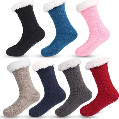 Winter Women Slipper Socks Ruffle Home Warm Floor Thicken Silicone Non-slip Men Thermal Velvet Socks Gifts For The Holidays