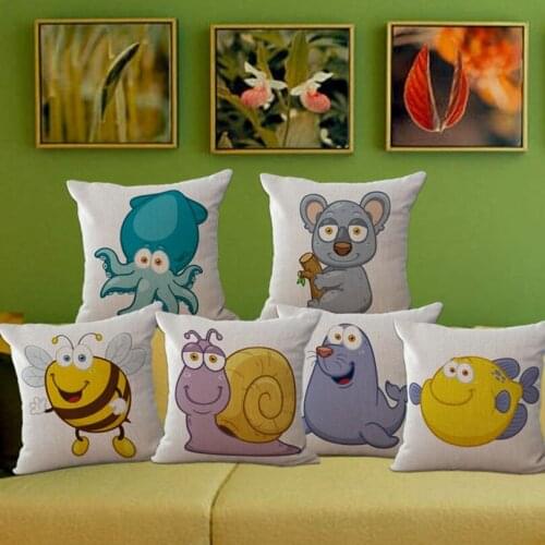 1 piece dolphin snails bee shark Koala Pattern Seat hug pillow Cover Decorative Home Chair Throw Pillows Case 45*45cm A1035