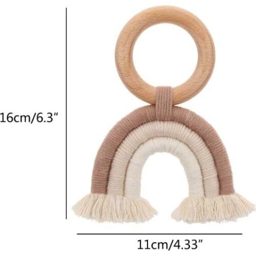 1Pc Baby Teething Ring Rainbow Tassel Macrame Wooden Boho Baby Teether Stroller Gift Decoration Toys Shower Gift Hot