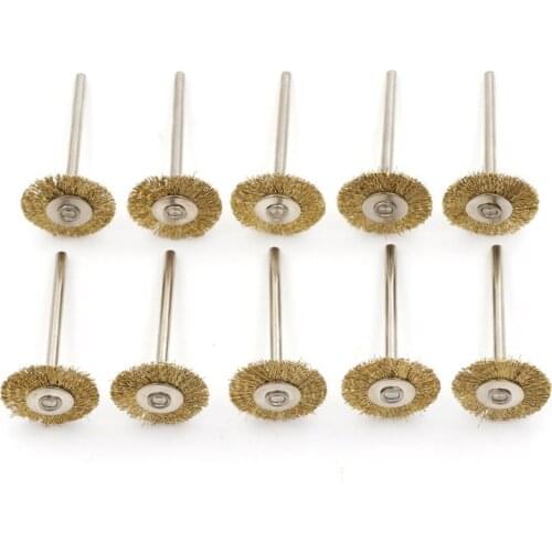 10Pcs 22mm Brass Wheel Wire Brush Set - Fits ,1/8" Shank ,Clean, Polish, Prep Rotary Tool Whosesale