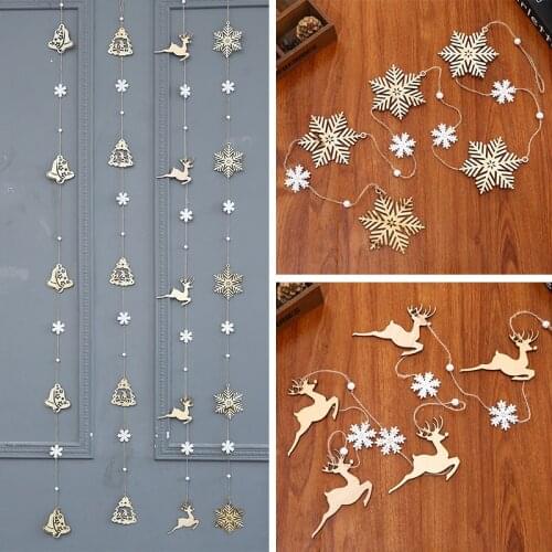 190cm Christmas Wooden Pendant Bells Snow Elderly Christmas Tree Decoration Ornaments Christmas Tree Hanging Strings