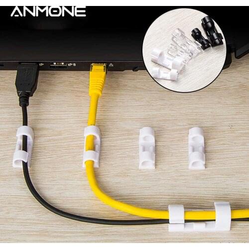 ANMONE 20 pcs Cable Organizer Clips Wire Cable Management Desktop & Workstation USB Charging Data Cord Line Winder Sleeve Holder
