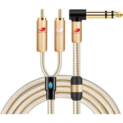 1/4 Inch TRS 6.35mm to 2 x RCA Male Audio Cable Amplifier Speaker DVD Mixing Console Home Theater Stereo System Shielded Cords