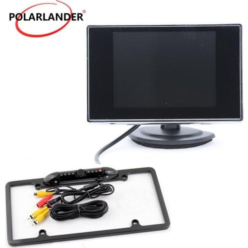 Auto TV Car LCD Assist Backup Reverse Monitor USA license frame 3.5 inch car monitor rear view infrared night vision camera