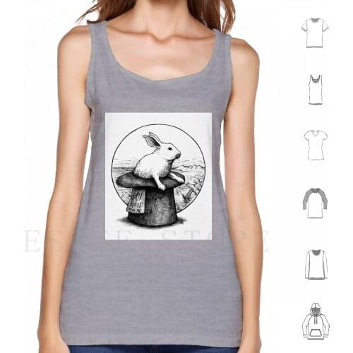 White Rabbit Tank Tops Vest Sleeveless Alice Alice In Bunny Hat Ice Cream Rabbit