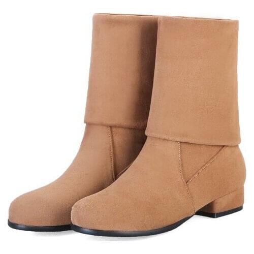 Big Size 9 10 11-19 boots women woman winter boots women women shoes botas Splice sleeve low heel