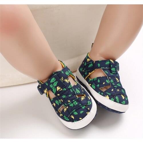 TELOTUNY Newborn Baby Fashion Summer Soft Crib Shoes First Walker Anti-Slip Sandals Cartoon Print Hook&loop Casual Toddler Shoes