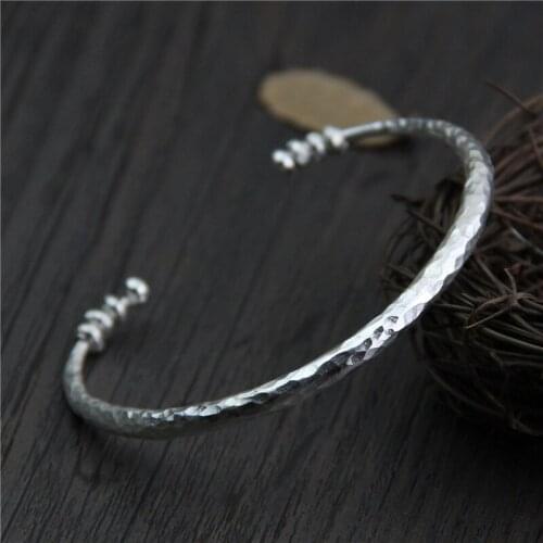 925 Sterling Silver Bracelet lady style Thailand handcrafted retro classic personalized open Bracelet size 4.3 weight 15G