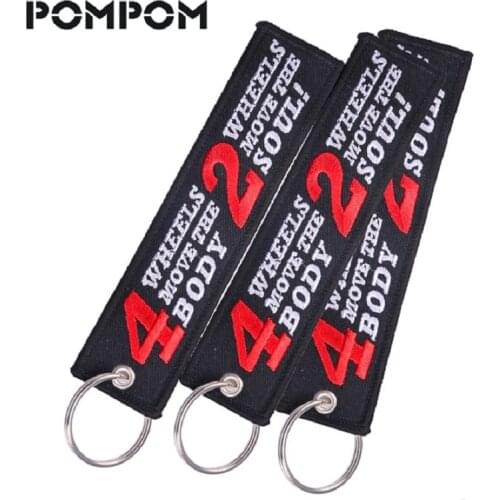 3 PC/LOT Embroidery Keychain Ring for Car and Motorcycle 2 Wheels Move the Soul Novelty KeyChain for Motor Bikers sleutelhanger