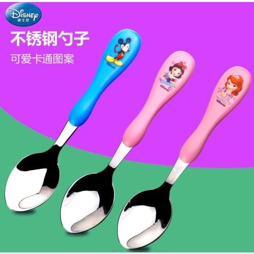 Disney Childrens Exquisite Spoon Cute Cartoon Mickey Mouse Baby Spoon Stainless Steel Cutlery Anti-scalding