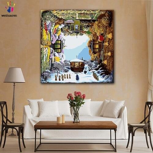 DIY colorings pictures by numbers with colors Four Seasons Rubiks Cube picture drawing painting by numbers framed Home