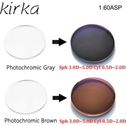 Kirka 1.60 HMC Prescription Photochromic Lenses Transition Grey Lenses Optical Clear Anti Glare Lens