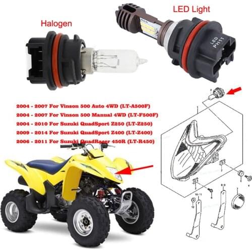 ATV Super White Headlights Bulb 12v 40W/40W For Suzuki QuadSport Z250 LTZ 250 Z400 LT-Z400 LTR 450 QuadRacer 450R