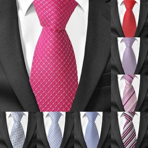 Fashion Silk Neck Tie For Men Jacquard Men Tie For Wedding Business 8 cm Wide Plaid Neckties Classic Suits Neck Ties