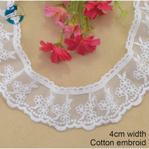 4cm wide Cotton embroid lace edge sewing ribbon guipure trim wedding lace DIY Garment Accessories french african doll lace#3956
