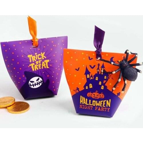 Halloween Easter Party Decoration Pumpkin Ghost Paper Candy Bag Baking Biscuit Box Home Props Supplies Children Gifts No Ribbon