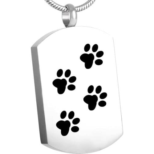 IJD8445 Promotion price 316L Stainless Steel Dog Tag Crematin Pendant Dog Paw Print Memorial Urn Ashes Holder Keepsake Jewelry