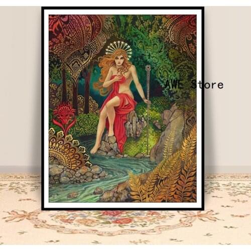 Empress Tarot Goddess of Abundance Art Nouveau Print Pagan Mythology Psychedelic Bohemian Gypsy Goddess Posters And Prints