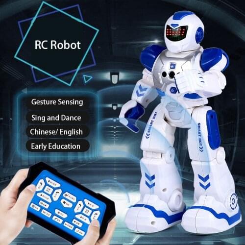 RC Robot Intelligent War Police Infrared Transmitter Interactive Dance Sing Walk Gesture Control Program Early Educational Toys