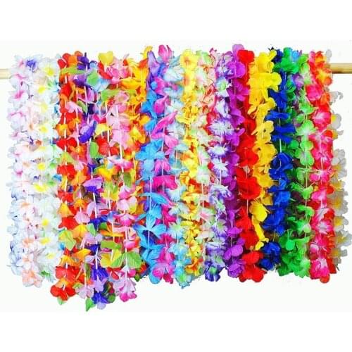 Hawaiian Tropical Luau Flower Lei Theme Party Garland Necklace Artificial Beach Wreath Wedding Birthday Decoration WB446