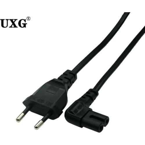 Europe 2pin Male To 90 Degree Right Angled IEC 320 C7 Power Supply Cord Cable 1M 2m 3m 5m