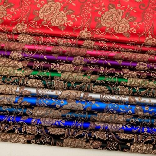 Chinese flower silk damask fabric brocade jacquard fabrics cheongsam kimono dress DIY sewing clothing material