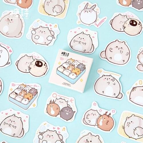 Little Fat Hamster Series Cute Boxed Kawaii Stickers Planner Scrapbooking Stationery Japanese Diary Stickers