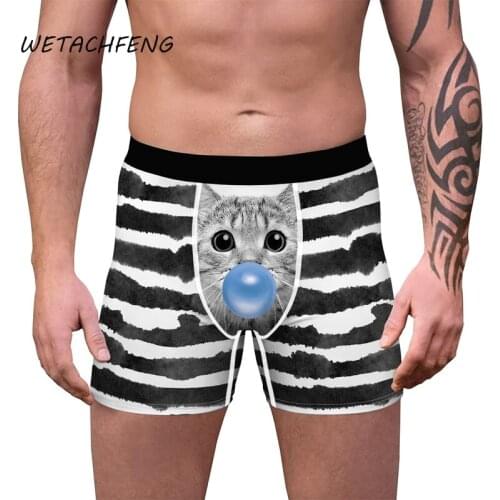 Cute Cat Print Animal Funny Men Boxer Pant Breathable Soft Sexy Briefs Shorts High Quality Male 2021 Plus Size Underwear Clothes