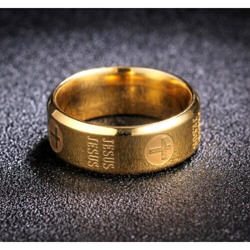 MANGOSKY 316 Stainless Steel Jesus Ring for Men and Women