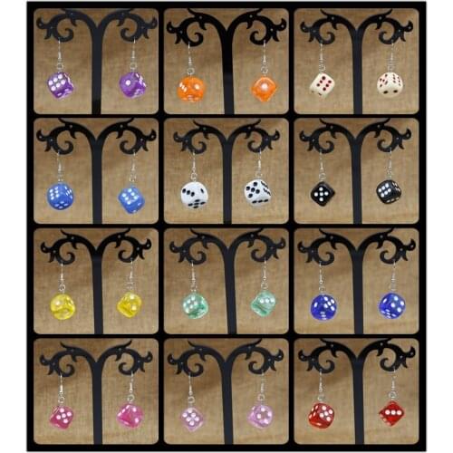 New Fashion Fun Casino Dice Pendant Earrings Plastic Candy Color Earrings Gift Jewelry