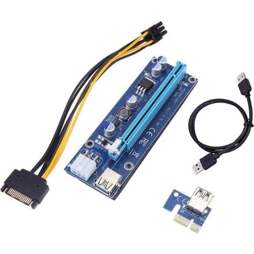 0.6M VER009S PCI-E 1X to 16X Riser Card PCIe Extender SATA to 4Pin Power USB 3.0 Cable for Video Graphics Card Mining