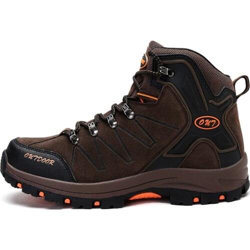 Clorts Hiking Shoes for Men Suede Breathable Outdoor Hiking Boots Mid-cut Non-slip Trekking Shoes Waterproof Climbing Sneakers