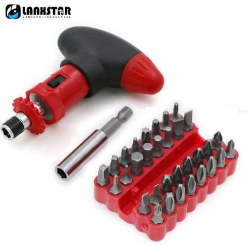 Practical 33 in 1 Mutifunction Screwdriver Set T type Ratchet Hex Cap Fast Batch Head Chrome Vanadium Steel Screwdrivers