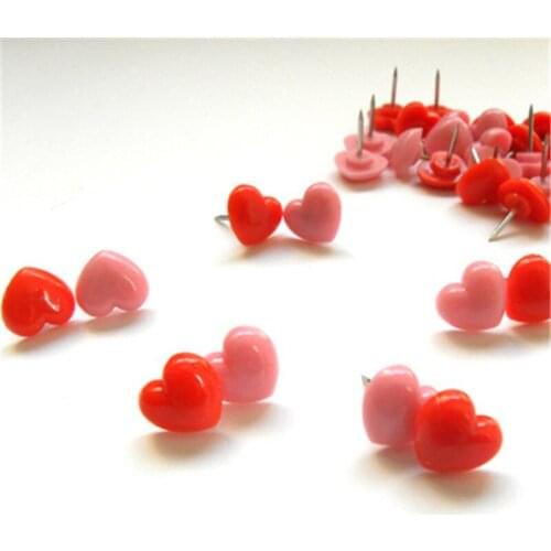 Heart Shape 50pcs Plastic Quality Cork Board Safety Colored Push Pins Thumbtack Office School Accessories Supplies