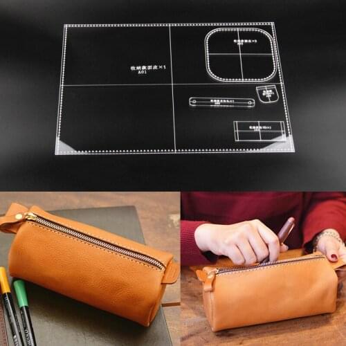 ZONESUN Acrylic leather pattern template Home Handwork Leathercraft Sewing Pattern Tools Accessory Pencil case, storage bag