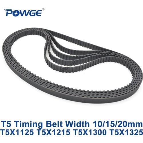 POWGE T5 Synchronous timing belt C=1125/1215/1300/1325 Width 10/15/20mm Teeth 225 243 260 265 Rubber T5X1125 T5X1300 T5X1325