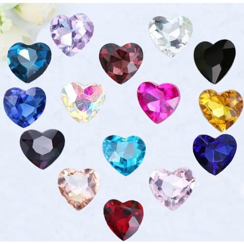 Glass Crystal 8mm 10mm 12mm 14mm 16mm 18mm 27mm Various Colors Mix Heart Phone Accessories Diy Shape Glue On Rhinestone Beads