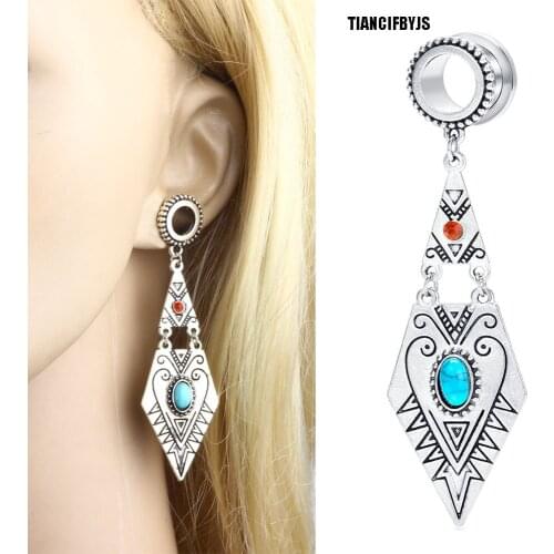 TIANCIFBYJS Dangle Ear Plugs Gauges Flare Screw Stretchers Expanders Stainless Flesh Tunnels Piercing Body Jewelry 70pcs 6-18mm