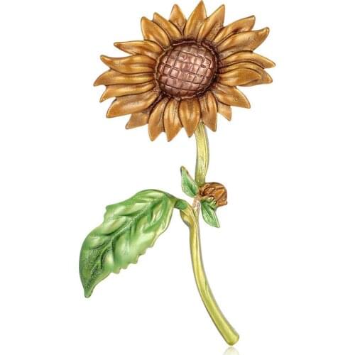 Creative Fashion Enamel Sunflower Brooches Women Men Flower Weddings Bouquet Office Fancy Pins Decorations Gifts AL666