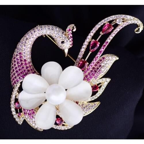 Fashion Opal Phoenix Brooches for Women Luxe Rhinestone Zircon Animal Brooch Accessories Clothing Shawl Buckle Pin broche mujer