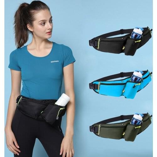 Women Men Marathon Running Waist Bag Hydration Belt Reflective Sport Bag Waterproof Jogging Gym Waist Pack Without Water Bottle
