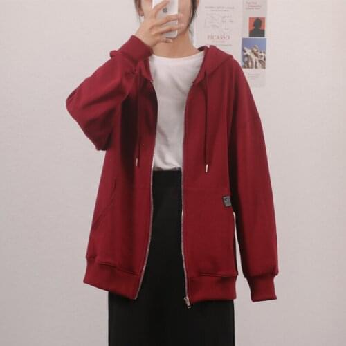 Women Sweatshirts Harajuku Ulzzang Casual Loose Solid Color Hoodies Korean Kawaii Clothing Female All-match Streetwear Coat New