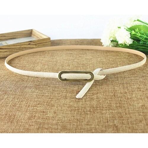 Retro ladies women pigskin causal metal duckle belts for dresses thin waist belts no hole black white female