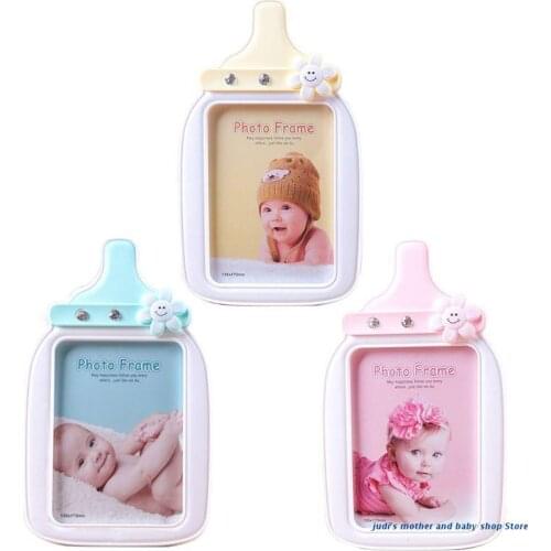 67JC Creative Baby Cartoon Bottle Shape Photo Frame Kid Birthday Gift Picture Holder